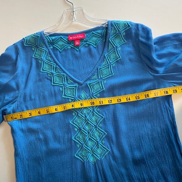 Lilly Pulitzer Embroidered Coverup Womens XS Blue Beachy Boho Summer Top Target - Picture 7 of 8